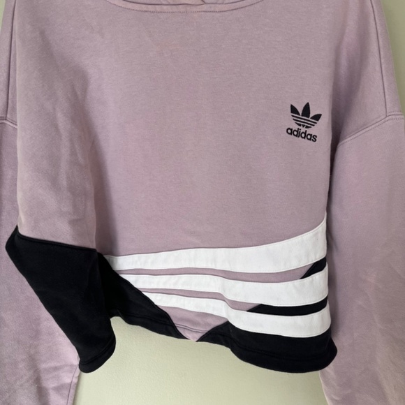 Adidas Bossy 90s Oversized Trefoil Cropped Hoodie Sweatshirt/Size Medium - Picture 14 of 16